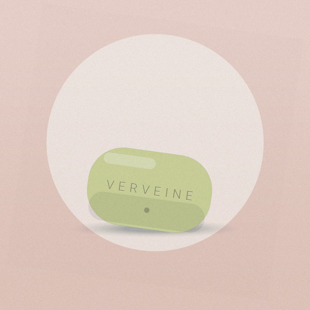 Savon Verveine posé sur fond rose poudré